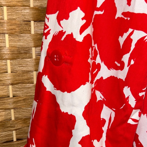 Petite PXL Red White Abstract Print Jacket Zip Front Drawstring Utility - Picture 5 of 8